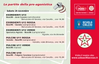 Gli impegni di oggi sabato 26 novembre delle squadre PRE-AGONISTICHE