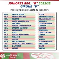 JUNIORES REGIONALI B “U19” • Per loro Girone “B”