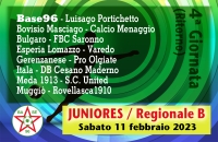 JUNIORES REGIONALI B “U19” ✔ Oggi la 4a giornata di ritorno