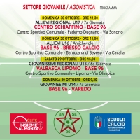 SETTORE GIOVANILE: AGONISTICA • Il programma delle partite di questo week end