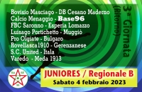 JUNIORES REGIONALI B “U19” ✔ Oggi la 3a giornata di ritorno