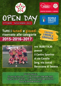 OPEN DAY SCUOLA CALCIO • Per i nati negli anni 2015-2016-2017