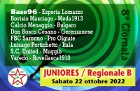 JUNIORES REGIONALI B “U19” ✔ Sabato 22 ottobre / 8a giornata di campionato