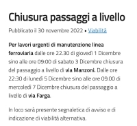 Chiusura passaggi a livello