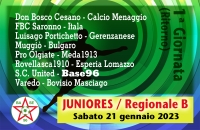 JUNIORES REGIONALI B “U19” ✔ Oggi la 1a giornata di ritorno