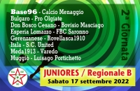 JUNIORES REGIONALI B “U19” ✔ Sabato 17 settembre / 2a giornata di campionato